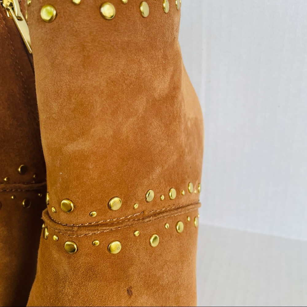SAM EDELMAN Ankle Booties Chandler Zip Saddle Suede Heel Leather Boots Size:6.5 - Picture 5 of 9